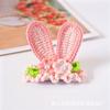 Pinza BB de orejas de conejo tridimensional tejida a mano linda dulce pasador para niña de las flores pinza para flequillo pinza superior pasador de lana