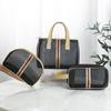 Bolsa de cosméticos transparente de malha, grande capacidade, bolsa de higiene pessoal portátil, bolsa de viagem, bolsa de armazenamento portátil, malha respirável, conjunto de três peças