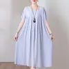 Novo Vestido de Algodão Estiloso para Mães de Meia-Idade, Vestido Longo de Viscose com Barra Ampla Plus-Size para Mulheres de Meia-Idade e Idosas