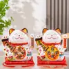 Gato de la Suerte Cerámico de 8 pulgadas con Movimiento de Mano, a Batería o Enchufe, Decoración de Regalo para Escritorio del Hogar, para Apertura de Negocio o como Adorno de Regalo de Empresa