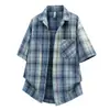 2026 Verão Amazon Transfronteiriço Nova Camisa Masculina Xadrez Solta de Manga Curta Tamanho Grande Moda Casual da Moda para Homens