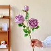 Flores artificiais rosa princesa com borda pintada, arranjo de flores artificiais, buquê de alta qualidade, decoração para sala de estar e mesa de jantar, ornamento de arte floral, transfronteiriço