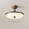 [Estrictamente Seleccionado] Lámpara de Techo Casual Estilo Crema de Segunda Mano Candelabro con Veta de Madera de Nogal Lámpara Retro Americana de Espectro Completo para Protección Ocular