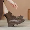 Botas Martin de plataforma para mujer 2026 moda versátil nuevo estilo primavera y otoño botas cortas de suela gruesa para mujer estilo británico para mujeres bajas y delgadas