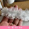 Encaje Ancho de 12 cm Chifón Engrosado Doble Capa Plisado Puño Fruncido Vestido de Muñeca Dobladillo de Falda Larga Adornos