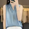 26 Camisola de Verano Más Vendida con Cuello en V para Mujer, Estilo Coreano sin Mangas Holgada Adelgazante, Adecuada para Usar en Capas o Sola, Top de Color Sólido