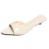 Nuevos Zapatos de Tacón Alto con Punta 2025 Verano Pantuflas Francesas para Mujer con Tacones de Aguja y Puntera Abierta para que las Mujeres los Usen Afuera