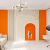 Fondo de pared de arco estilo europeo Tela de pared Papel tapiz naranja Hermes Mural de papel tapiz Salón de belleza Estudio de transmisión en vivo Espacio extendido Papel tapiz