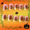 Novos Adesivos de Unha para Halloween para Comércio Exterior Estilo Europeu e Americano Clássico Francês Quadrado de Comprimento Médio Adesivos de Unha Desgastáveis Venda por Atacado