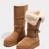 Botas de Nieve Grises de Caña Alta para Mujer 2025 Invierno Nuevo Suela Gruesa Forradas de Felpa Espesadas de Media Caña Botas de Algodón de Nieve y Zapatos de Algodón