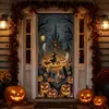 Noite Escura de Halloween Bruxa Livro de Magia Fogueira Morcego Lanterna de Abóbora Tira Longa Adesivo de Porta Festa Janela Adesivo Decorativo à Prova d'Água