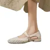 Sapatos femininos vazados estilo francês, novo modelo verão 2026, slip-ons versáteis de sola macia para combinar com saias, sapatos Mary Jane de couro