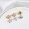 Ouro 14k cravejado com zircônia flor de cinco pétalas fileira dupla fileira tripla espaçador pulseira colar de cristal DIY feito à mão contas de três furos