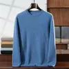 Suéter de malha casual versátil de alta qualidade, pronto para usar, outono e inverno, novo, masculino, de cashmere, gola redonda, manga longa, solto, slim fit, transfronteiriço