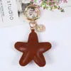 Llavero de Cuero Lindo Placa de Estrella de Cinco Puntas Colgante para Llaves de Coche Regalo Cabeza Colgante Decoración de Bolsa de Auriculares