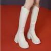Botas altas hasta la rodilla para mujer, nueva colección otoño/invierno 2026, punta redonda, cremallera trasera en forma de V, botas de montar, tacón grueso, efecto adelgazante, botas altas