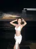 Bikini de Alta Gama Puro y Deseable, Conjunto de Tres Piezas con Vestido Camisero Relajado para Adelgazar la Cintura, Ropa de Baño para Vacaciones en la Isla para Mujeres