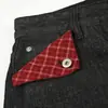 Pantalones Largos de Mezclilla a Cuadros de Color Contrastante con Puño Ropa de Trabajo para Hombre Marca de Moda Callejera Diseño con Sentido de Personalidad Holgados de Pierna Ancha Rectos