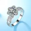 Anillo Copo de Nieve Pétalo Grande Súper Exhibición Anillo de Diamantes Grupo de Pétalos Anillo de Diamantes Anillo de Diamantes Brillante Anillo de Boda Chapado en Platino para Mujer