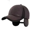 Chapéu de Inverno para Homens de Meia-Idade e Idosos, Boné Estilo Duckbill Quente com Forro de Lã, Chapéu de Algodão Lã, Boné de Beisebol Espessado Protetor de Orelha para o Pai