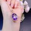 Colgante de Amatista Pura Natural para Mujer Color Súper Genial Cristal Limpio 13 * 18 mm Plata de Ley S925 de Alta Calidad