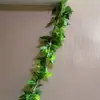 Mimbre de Simulación Hojas de Potos Flor Artificial de Plástico Decoración Planta de Vid Verde de Interior Hojas de Árbol Falsas Cubierta para Colgar en la Pared Hojas Verdes
