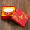 Tazón de Longevidad de 4.5 pulgadas Grabado al por Mayor Hueso de China Remachado Año 8090 Caja de Regalo de Agradecimiento Cumpleaños Centenario Banquete de Longevidad Regalo de Agradecimiento