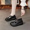 Liquidação Marca Bai Zhenhe Couro Genuíno Leve Sapatos Baixos de Solado Grosso para Mulheres Sandálias Respiráveis Vazadas Modernas Simples Versáteis