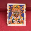 Pintura Thangka Tibetana Pintada à Mão com Detalhes em Ouro dos Cinco Deuses da Riqueza, Pingente Pintado à Mão Representando Vidas Passadas e Presentes