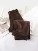 Jeans gruesos para mujer con forro de polar marrón, nuevo estilo otoño e invierno de cintura alta, corte petite curvo, pantalones rectos de pierna ancha adelgazantes
