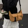 Bolsa de tela de nailon de gran capacidad estilo Ins simple casual bandolera de hombro bolsa suave perezosa para mujer bolsa cruzada plisada