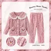 Pijama de Terciopelo Coral para Niñas Otoño e Invierno 2025 Nuevo Forro de Felpa para Bebé Espesado Invierno Ropa de Casa de Franela para Niños