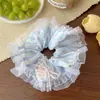 Goma para el pelo dulce de encaje de verano, Accesorio para el pelo femenino y lindo, Goma para el pelo con borde de encaje, Azul bebé