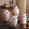 Novo Estilo Chinês Retrô Padrão Verde Rachado no Gelo Cerâmica Vaso Ornamentos Sala de Estar Gabinete de TV Corredor Arranjo de Flores Vaso de Flores Criativo