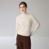 Suéter de cachemira de cuello medio alto, nuevo modelo de invierno 2026, camiseta básica de color liso para mujer, ajustado, suéter corto de punto suave