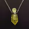 Suministro directo de fábrica piedra natural cristal diamante colgante de botella de perfume facetado adornos de botella de aceite esencial collar de amatista de aromaterapia