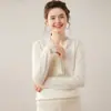 25 Anos Outono e Inverno Novo Tricô de Cashmere com Decote V e Detalhe de Fita Manga Longa Cor Lisa Design Pulôver Camisa Base Top