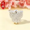 Accesorios de Mariposa de Plata Pura 999 Retro 3D Plata Dura Doble Cara Diseño Hecho a Mano Accesorios para Pulsera Collar Venta al por Mayor
