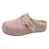 Zapatos Birkenstock 2024 Chanclas de Exterior de Color Sólido con Aumento de Altura, Bonitas Mocasines Medias de Punta Cerrada y Suela Gruesa Baja, Populares para Primavera y Verano