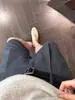 ¡Recomendación nivel CHAO! Pantalones capri de traje grises a rayas estilo old money 2026 principios de otoño cintura alta cubre caderas adelgazantes de longitud media