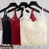Camisola de Renda Slim-Fit Estilo Francês Transmitida ao Vivo, com Bojos no Peito, Sexy e Sedutora para Mulheres
