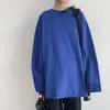 Camiseta de manga larga para primavera y otoño, prenda interior, ropa de hombre, marca de moda, moderna, holgada, para pareja, versátil, color liso, suéter