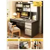 Escritorio con estantería, mesa integrada para estudiantes y uso doméstico, escritorio de escritura para dormitorio, montado en la pared con cajones, estantería, escritorio de oficina para computadora para adultos