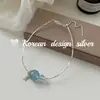 2026 Versión Coreana Verano Estilo Ins Pulsera de Plata de Ley S925 Pez Pequeño Aguamarina Cristal Azul Facetado, Iluminadora y Versátil