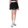 Falda Corta de Yoga Adelgazante de Verano Elástica de Cintura Alta con Forro, Antiexposición, Falda de Tenis con Bolsillo, Falda Plisada Casual para Exterior