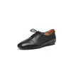 Moda de Nicho 1cm Sapatilhas Macias com Cadarço 2026 Primavera e Outono Novas Sapatos Baixos de Couro com Bico Arredondado e Corte Profundo