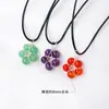 Colgante de Abalorio de Cristal Natural Transfronterizo Colgante Flor de Estrella de Cinco Puntas Enrollado a Mano Joyería de Collar de Cristal Blanco Venta al por Mayor