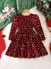 Vestido de Inverno 2025 para Meninas com Estampa de Estrelas Estilo Princesa Saia com Babados