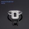 Anillo de Plata S925 con Bisel Rectangular y Cara Facetada para Gema 4X6 5X7 6X8 7X9