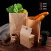 Bolsa Cuadrada de Fondo Kraft para Empaque de Pan Tostado Alimentos Empaque para Horneado Engrosada a Prueba de Grasa Bolsa para Llevar